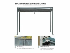Best Pérgola con techo corredizo, de metal, color , poliéster resistente a la intemperie (298x213x221cm) Pérgola