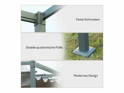 Best Pérgola con techo corredizo, de metal, color , poliéster resistente a la intemperie (298x213x221cm) Pérgola