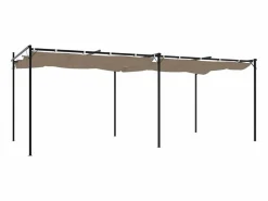 Pérgola con techo retráctil color topo 589x292x230 cm