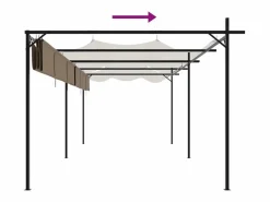 Pérgola con techo retráctil color topo 589x292x230 cm