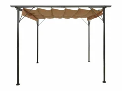 Pérgola con tejado retráctil acero gris taupe 3x3 m 180 g/m² ES231868 Pérgola