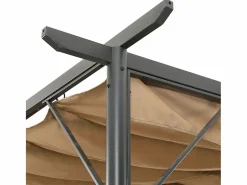 Pérgola con tejado retráctil acero gris taupe 3x3 m 180 g/m² ES231868 Pérgola