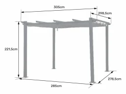 Happy Garden Pérgola independiente 3 × 3m CASSIS topo estructura de aluminio