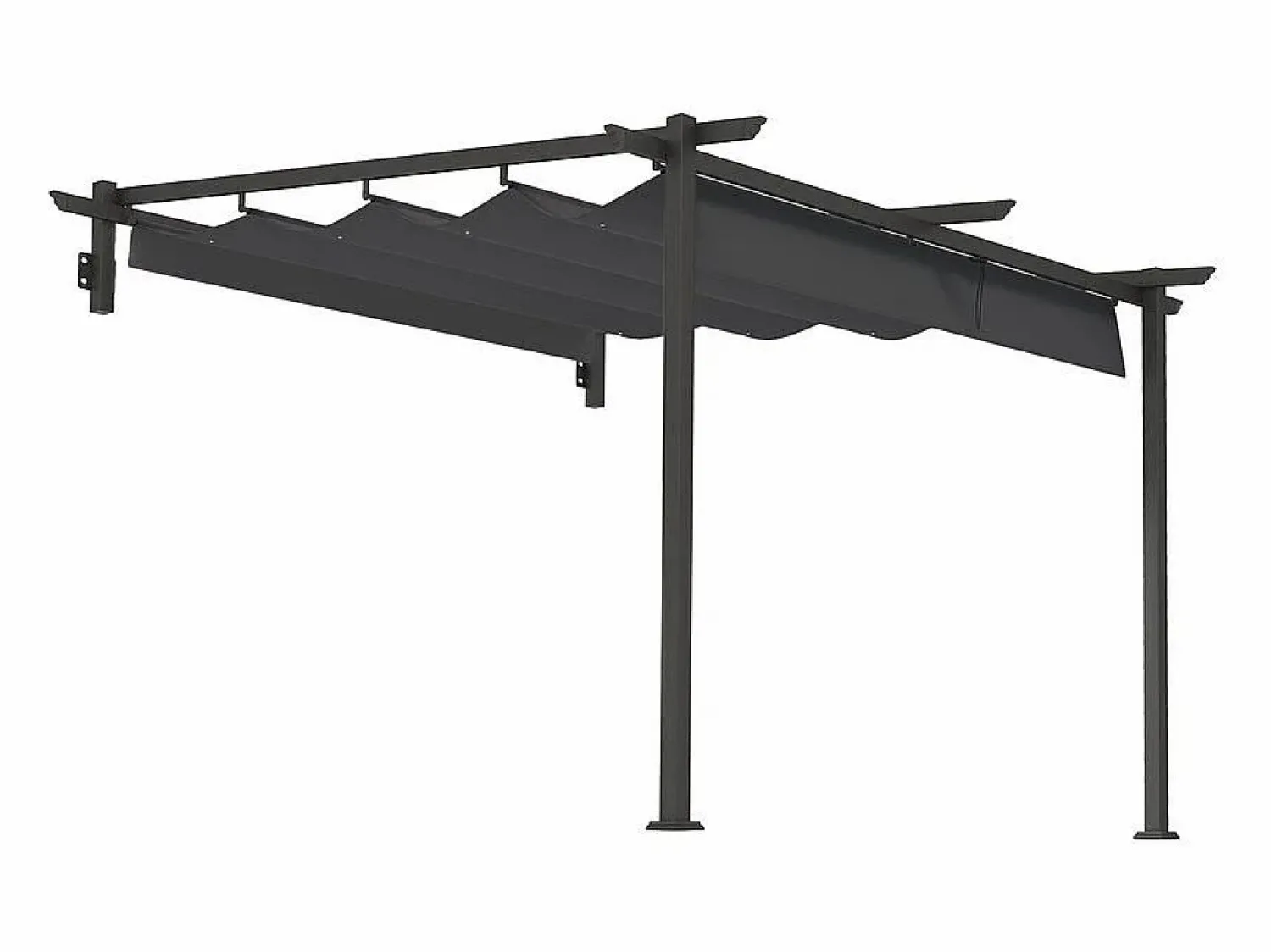 Clearance DripeX Pérgola mural 297 x 297 x 200/230H cm, con lona corrediza retráctil, estructura de aluminio, Gris Gris antracita