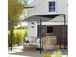 DripeX Pérgola mural con 16 agujeros de drenaje y lona de poliéster de alta densidad 180 g/m² - 248x298x200/250Hcm