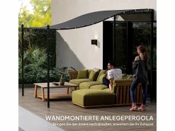 DripeX Pérgola mural con 16 agujeros de drenaje y lona de poliéster de alta densidad 180 g/m² - 248x298x200/250Hcm