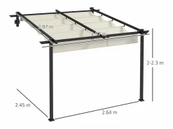 DripeX Pérgola mural en aluminio - 297L x 297B x 200/230H cm - con techo retráctil - estructura de aluminio -