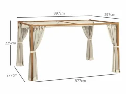 Discount Outsunny Pérgola Nancy retráctil + mosquiteras natural 225x397x297 cm Marru00f3n