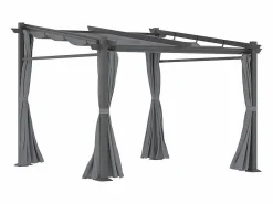 Outlet DripeX Pérgola retráctil en metal 2.97L x 2.95B x 1,95-2.3H m, con 4 cortinas, Gris Gris antracita
