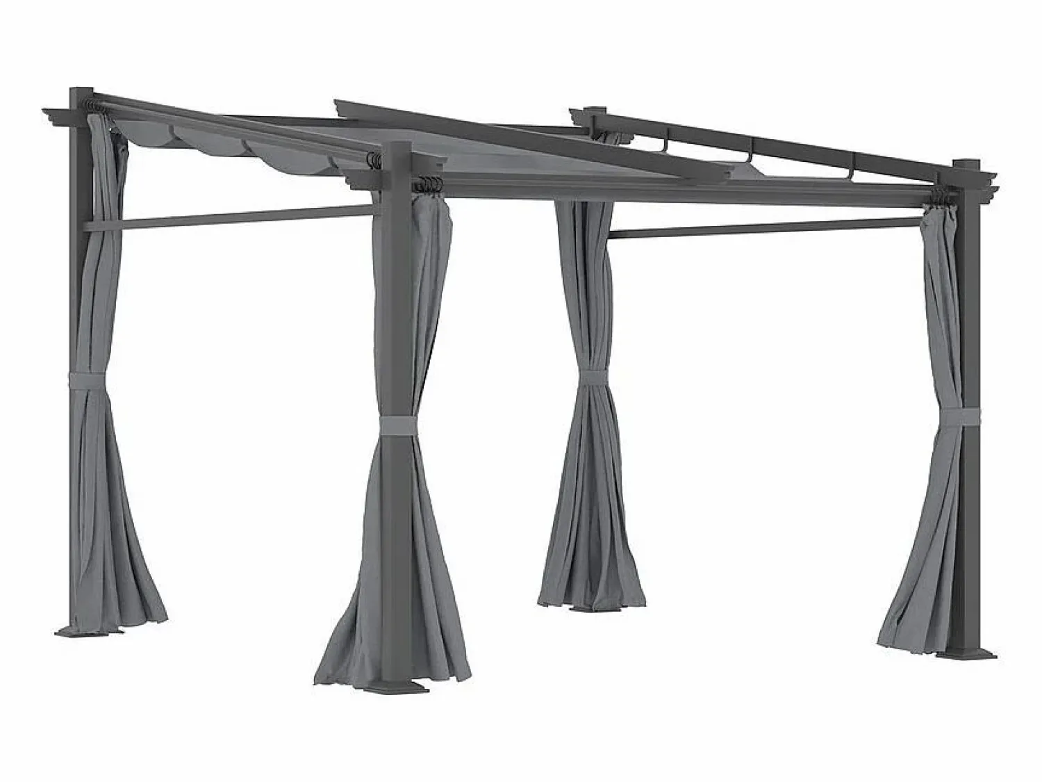 Outlet DripeX Pérgola retráctil en metal 2.97L x 2.95B x 1,95-2.3H m, con 4 cortinas, Gris Gris antracita