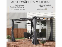 Outlet DripeX Pérgola retráctil en metal 2.97L x 2.95B x 1,95-2.3H m, con 4 cortinas, Gris Gris antracita