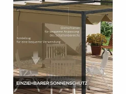 Discount Pérgola retráctil 400L x 300B x 222H cm, estructura de acero inoxidable, lona de poliéster Pérgola