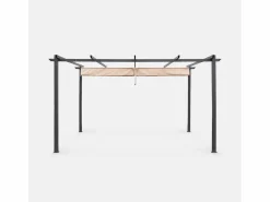 Hot Sweeek Pérgola 3x4m de aluminio con cubierta corredera Beige