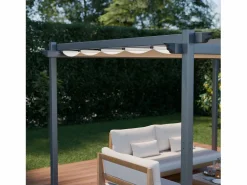 Hot Sweeek Pérgola 3x4m de aluminio con cubierta corredera Beige