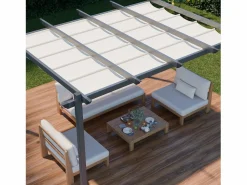 Hot Sweeek Pérgola 3x4m de aluminio con cubierta corredera Beige