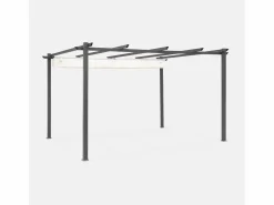 New Pérgola 3x4m de aluminio con cubierta corredera crudo Pérgola