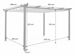 New Pérgola 3x4m de aluminio con cubierta corredera crudo Pérgola