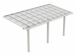 EXPERTLAND Pérgola-cochera adosada de aluminio con techo de policarbonato para 1 coche 18,54 m² PAZERA