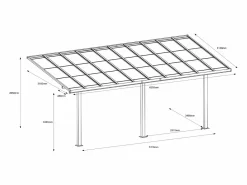EXPERTLAND Pérgola-cochera adosada de aluminio con techo de policarbonato para 1 coche 18,54 m² PAZERA