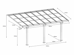 EXPERTLAND Pérgola-cochera adosada de aluminio techo de policarbonato 1 coche 15,13 m² antracita PAZERA
