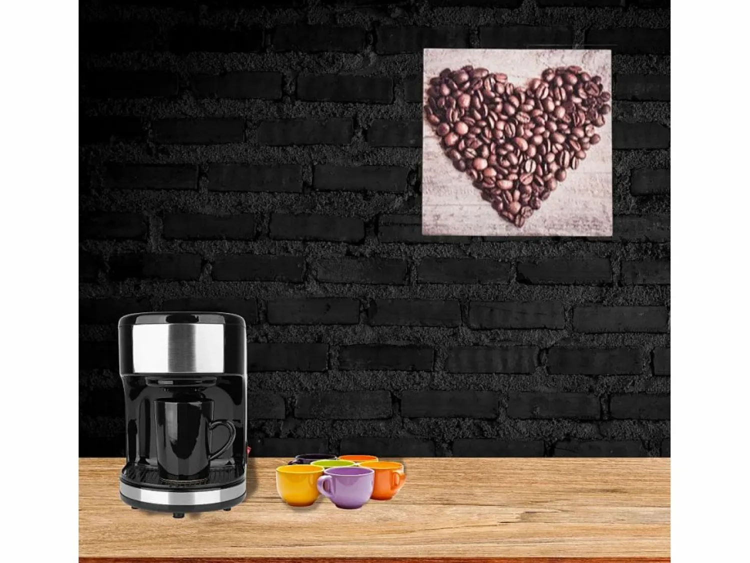 Excellent Houseware Print decorativo café corazón 28x28x1,5 cm