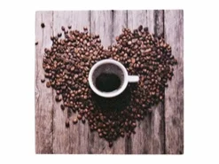 Excellent Houseware Print decorativo café taza y corazón 28x28x1,5 cm