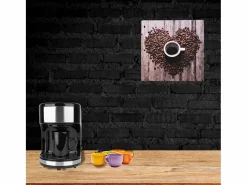 Excellent Houseware Print decorativo café taza y corazón 28x28x1,5 cm