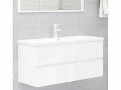 Garden Furniture Prolenta Premium - Armario para lavabo madera contrachapada blanco 100x38,5x45 cm