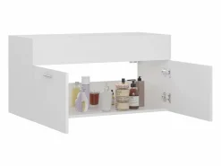 New Prolenta Premium - Armario para lavabo madera contrachapada blanco 90x38,5x46 cm Estantería Sobre Inodoro