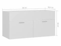 New Prolenta Premium - Armario para lavabo madera contrachapada blanco 90x38,5x46 cm Estantería Sobre Inodoro