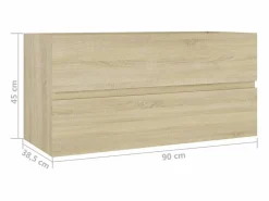 Clearance Prolenta Premium - Armario lavabo madera contrachapada roble Sonoma 90x38,5x45 cm Estantería Sobre Inodoro