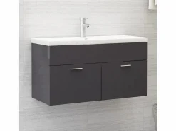 Discount Garden Furniture Prolenta Premium - Armario para lavabo contrachapada gris brillo 90x38,5x46 cm Multicolor