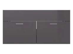 Discount Garden Furniture Prolenta Premium - Armario para lavabo contrachapada gris brillo 90x38,5x46 cm Multicolor