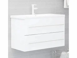 Clearance Prolenta Premium - Armario para lavabo madera contrachapada blanco 80x38,5x48 cm Estantería Sobre Inodoro