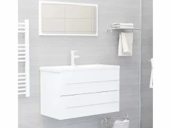 Clearance Prolenta Premium - Armario para lavabo madera contrachapada blanco 80x38,5x48 cm Estantería Sobre Inodoro
