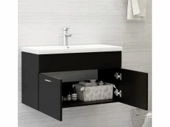Clearance Garden Furniture Prolenta Premium - Armario para lavabo madera contrachapada negro 80x38,5x46 cm Multicolor
