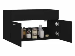 Clearance Garden Furniture Prolenta Premium - Armario para lavabo madera contrachapada negro 80x38,5x46 cm Multicolor