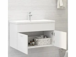 Garden Furniture Prolenta Premium - Armario para lavabo madera contrachapada blanco 80x38,5x46 cm