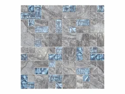 Prolenta Premium - Azulejos de mosaico 22 unidades vidrio gris y azul 30x30 cm