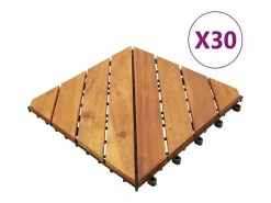 Prolenta Premium - Baldosas de porche de madera de acacia 30 pzas marrón 30x30 cm Multicolor