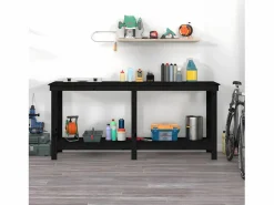 Outlet Garden Furniture Prolenta Premium - Banco de trabajo de madera maciza de pino negro 180x50x80 cm Multicolor
