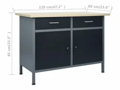 Garden Furniture Prolenta Premium - Banco de trabajo de acero negro 120x60x85 cm