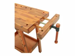 Discount Prolenta Premium - Banco trabajo con tornillos de banco madera acacia 92x48x83cm Garaje