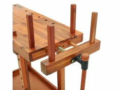 Discount Prolenta Premium - Banco trabajo con tornillos de banco madera acacia 92x48x83cm Garaje