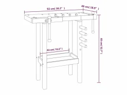 Discount Prolenta Premium - Banco trabajo con tornillos de banco madera acacia 92x48x83cm Garaje