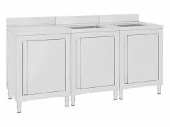 Garden Furniture Prolenta Premium - Fregadero de cocina profesional acero inoxidable 180x60x96 cm Multicolor
