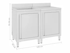 Garden Furniture Prolenta Premium - Fregadero de cocina profesional acero inoxidable 120x60x96 cm