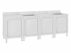 Clearance Prolenta Premium - Fregadero de cocina profesional acero inoxidable 240x60x96 cm Estantería Sobre Inodoro