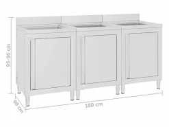 Outlet Prolenta Premium - Fregadero de cocina comercial 3 piezas de acero inoxidable Estantería Sobre Inodoro