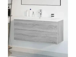 Prolenta Premium - Mueble de baño con lavabo madera contrachapada gris Sonoma Estantería Sobre Inodoro